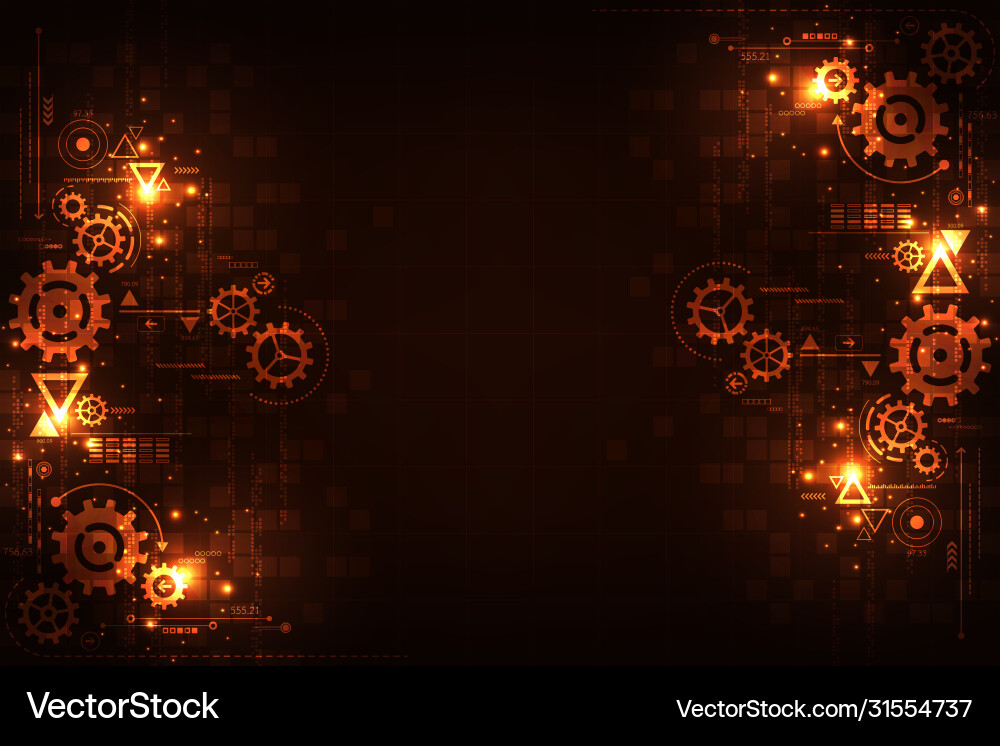 Technology for gears in mechanical concepts Vector Image