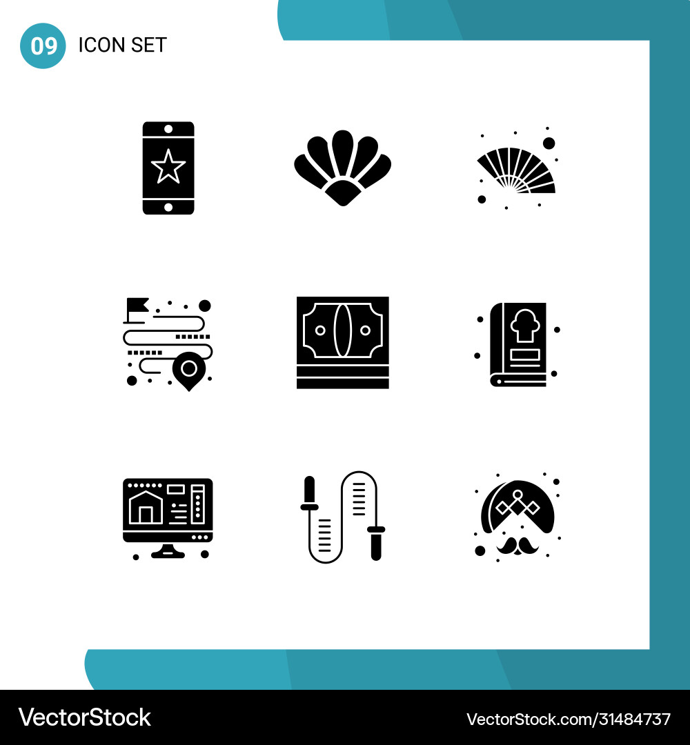User interface pack 9 basic solid glyphs Vector Image