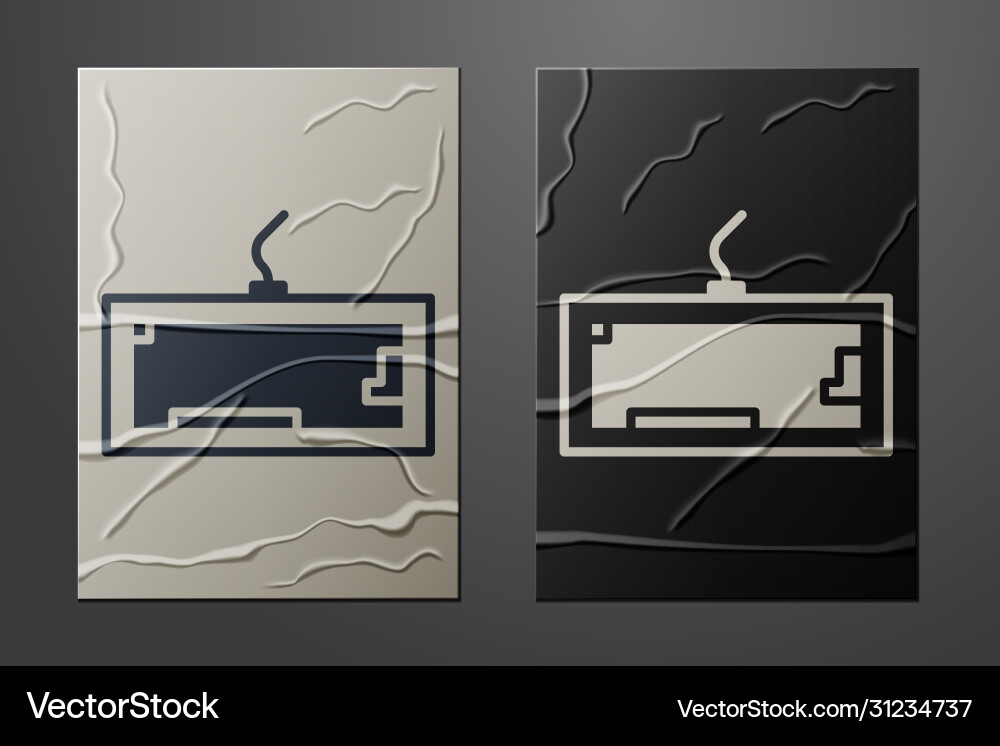 White computer keyboard icon isolated on crumpled White computer keyboard icon isolated on crumpled vector image