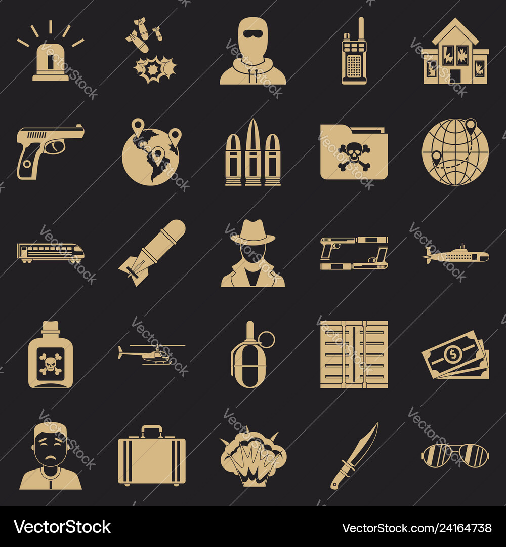 Antiterror icons set simple style Antiterror icons set simple style vector image