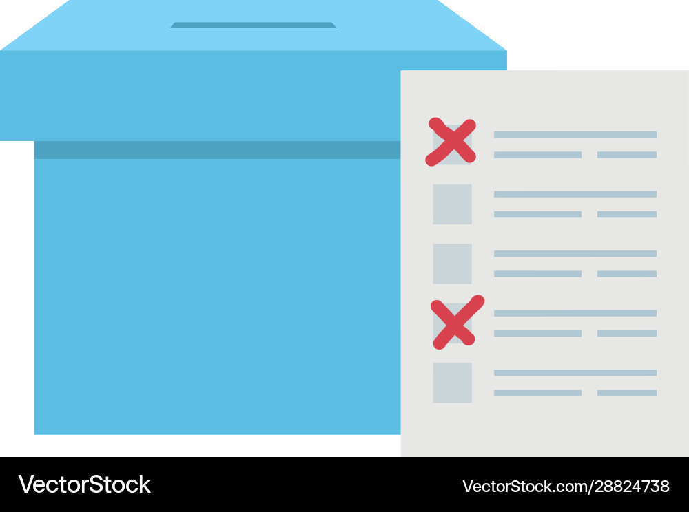 Ballot box with vote form isolated icon vector image