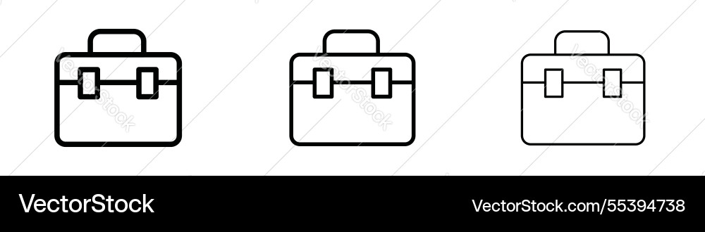 Briefcase icons in three different stroke lines Vector Image