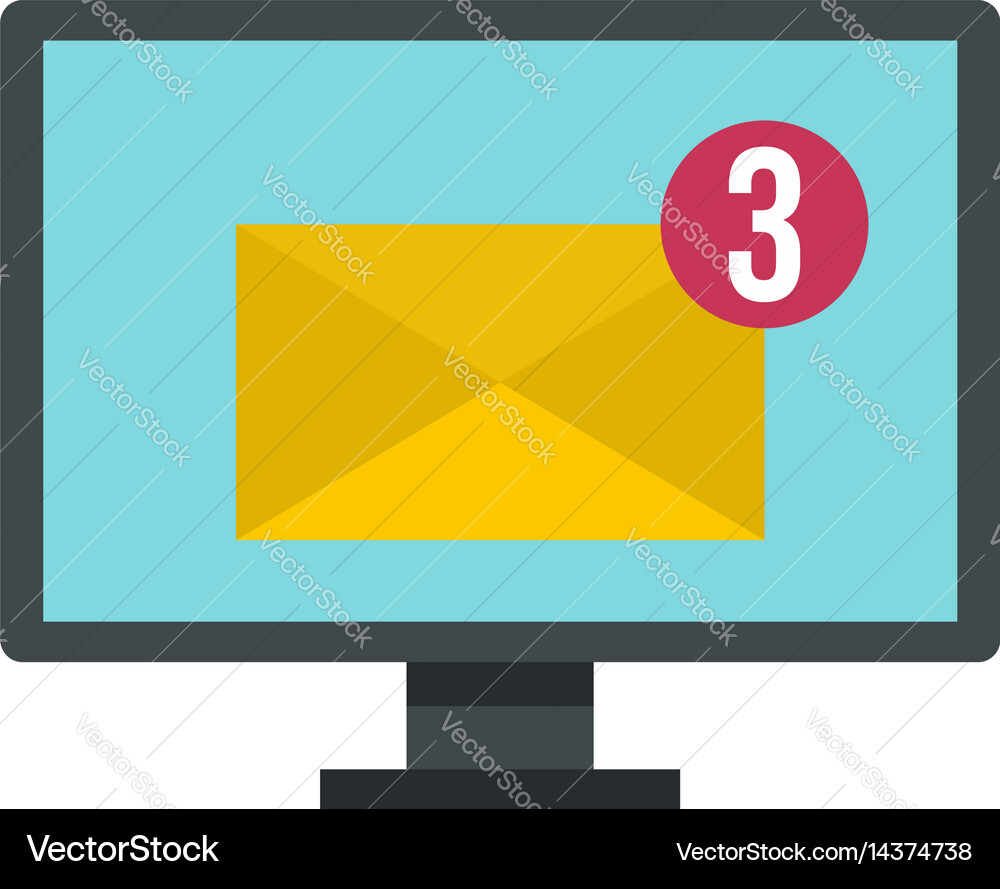 Email messages on computer monitor icon isolated Vector Image