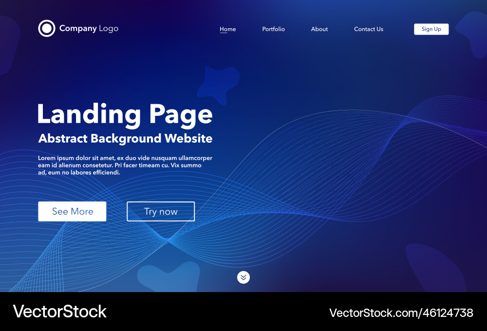Gradient abstract wave background landing page Gradient abstract wave background landing page vector image