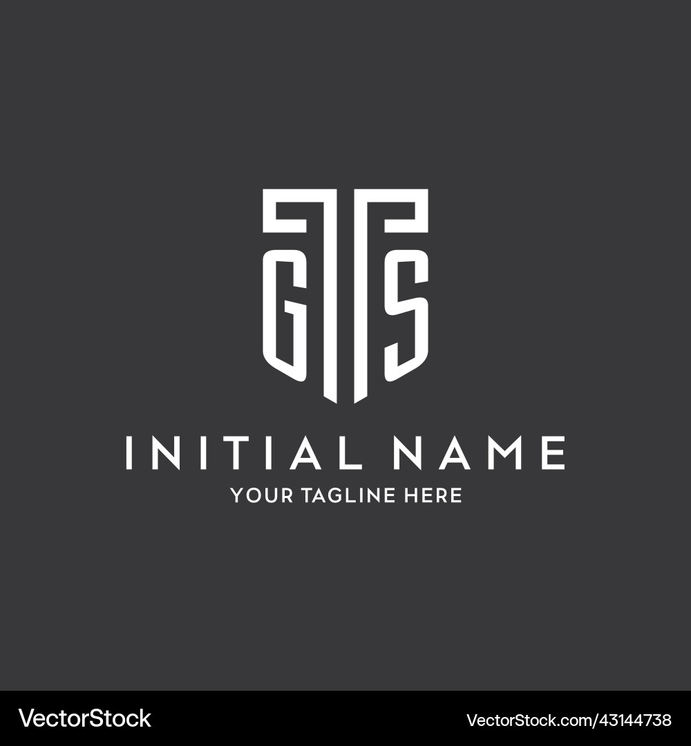 Gs monogram initial name with shield shape icon Vector Image