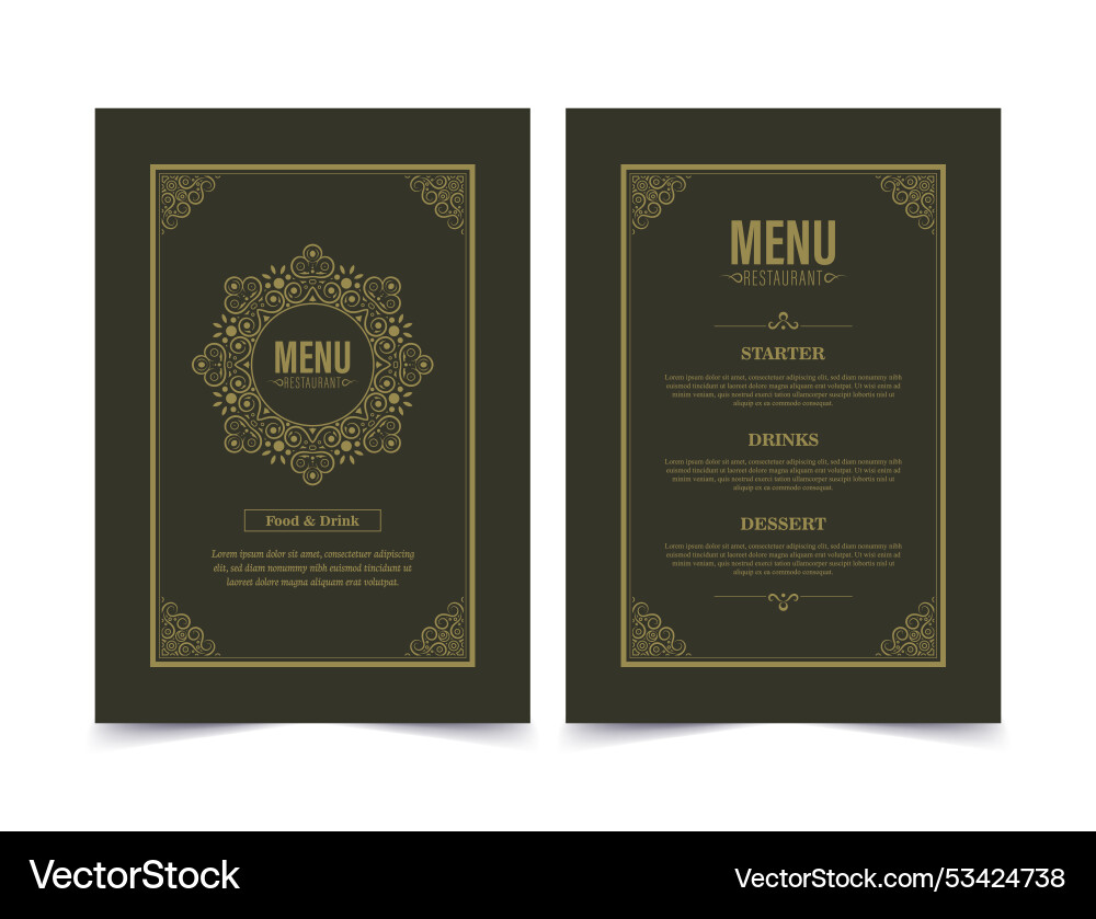 Menu layout with ornamental elements Menu layout with ornamental elements Vector Image