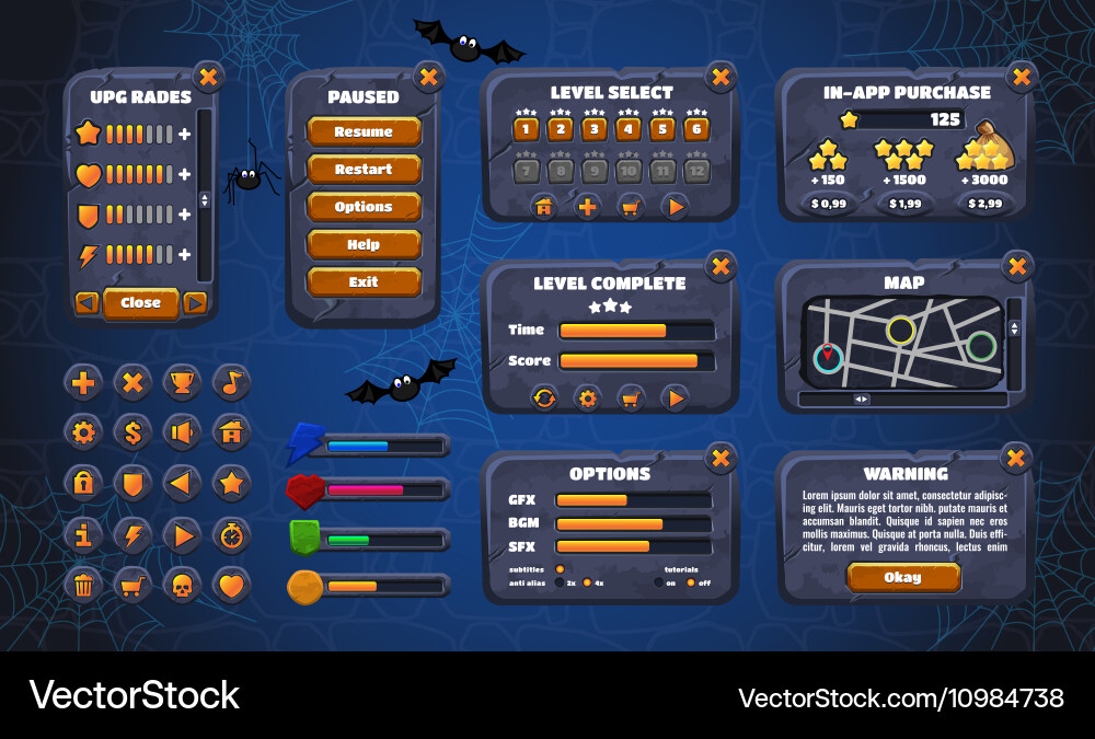Mobile Game UI Elements vector image