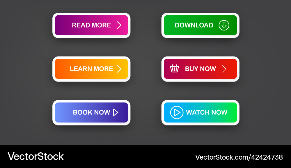 Modern material style buttons set isolated vector image