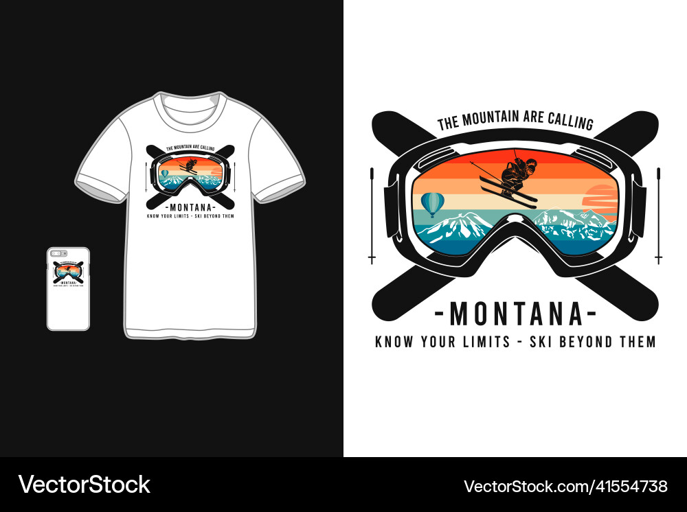 Montana Snowboard T-Shirt Mockup Vector Image