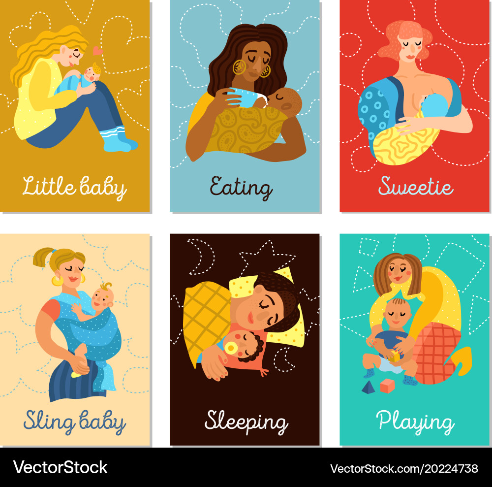 Motherhood Cards - Family Moments Vector Image