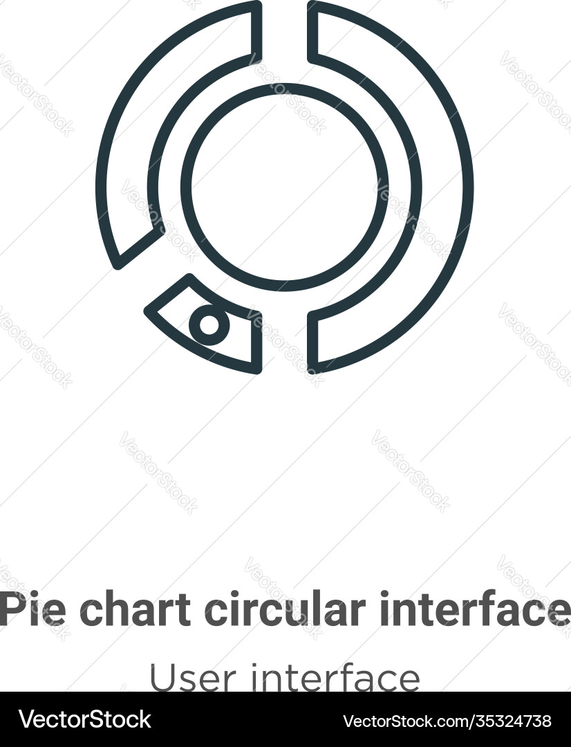 Pie chart circular interface outline icon thin Pie chart circular interface outline icon thin vector image