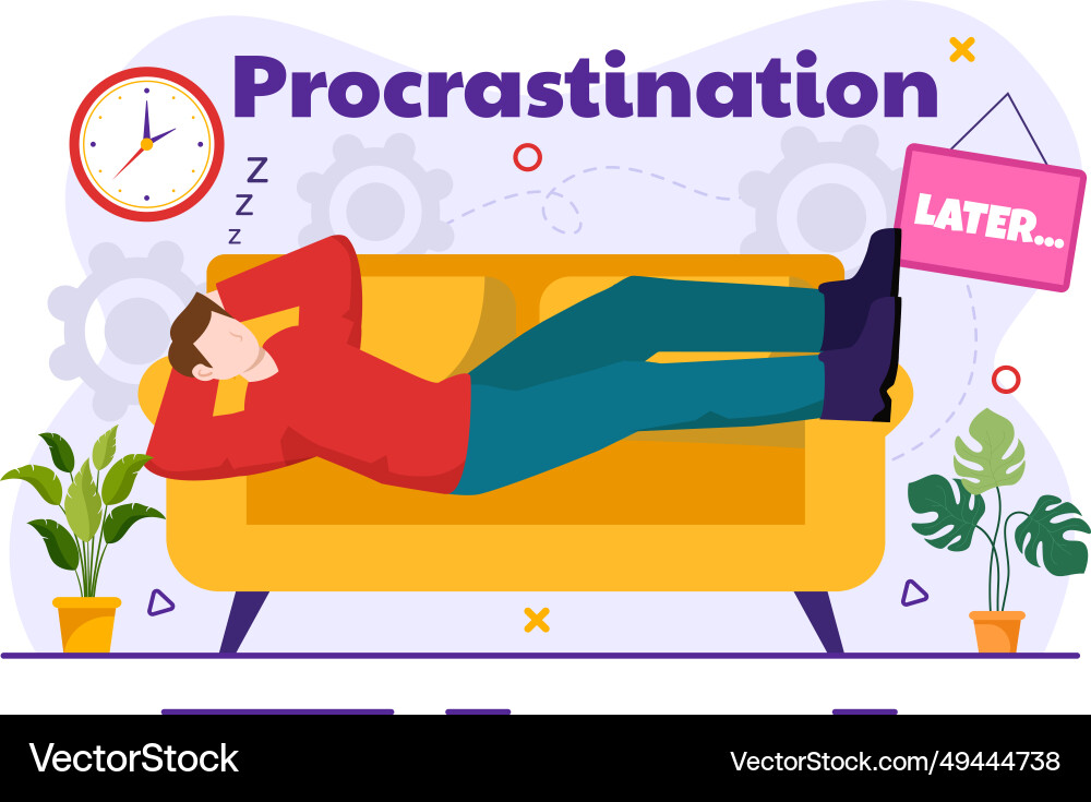 Procrastination with procrastinating lazy Vector Image