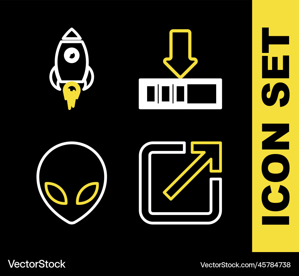 Set line loading open new window alien Set line loading open new window alien vector image