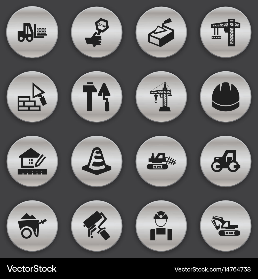 Set of 16 editable building icons includes vector image