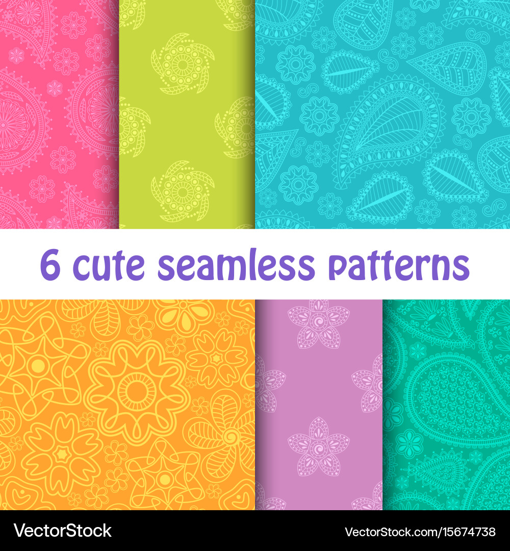 Set of cute bright seamless patterns abstract vector image