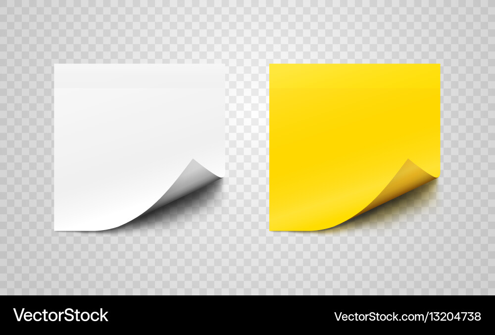 Set of sticky paper sheets with curl on corners vector image
