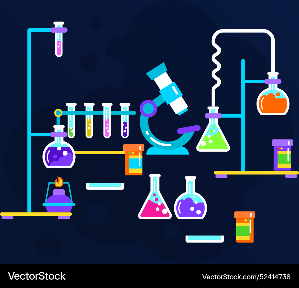 Watercolor science lab objects Vector Image