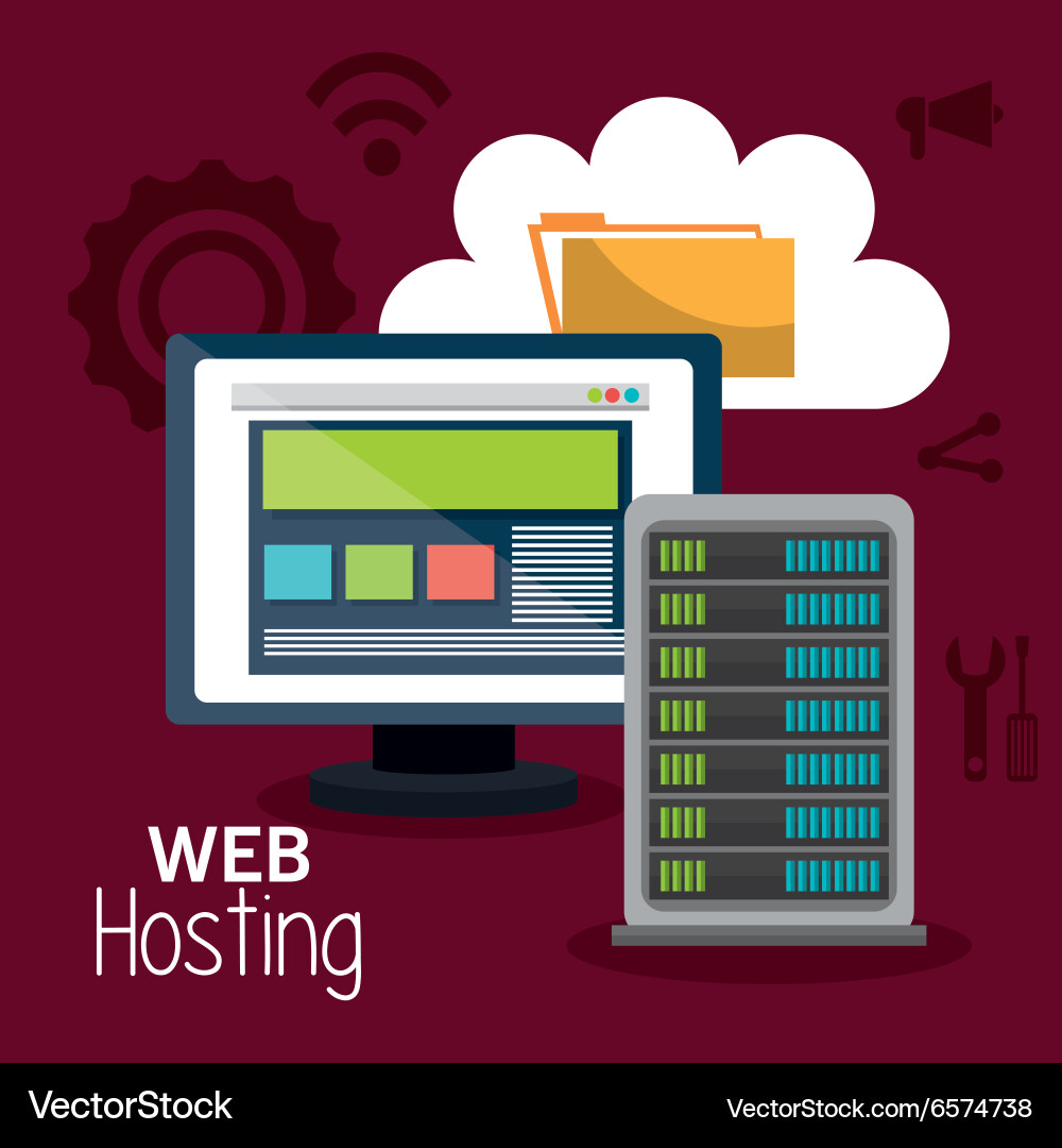 Web-Housting und Technologiedesign Vektorbild