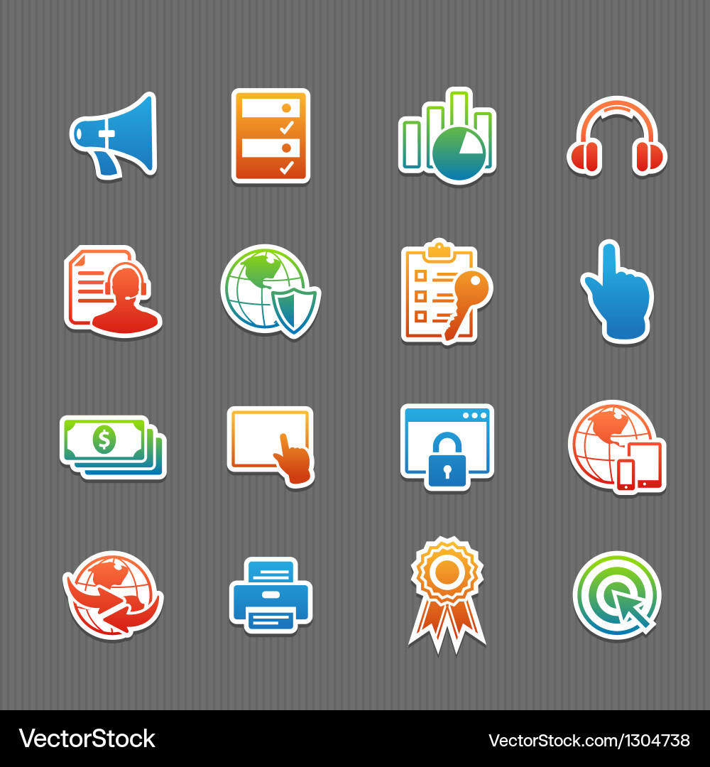 Web technology color icon set vector image