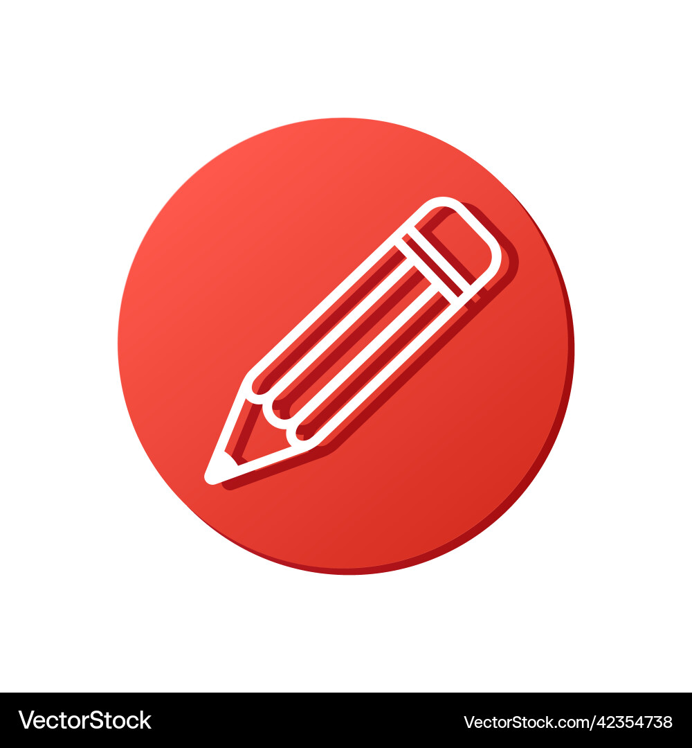 White crayon on red button 3d mobile application vector image