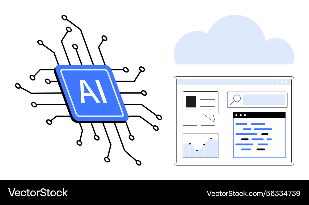 AI Chip & Cloud Data Interface vector image