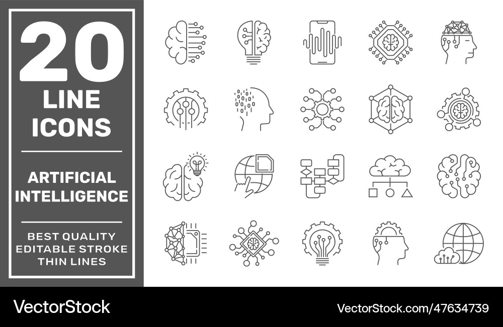 AI Icon Set - Line Style vector image