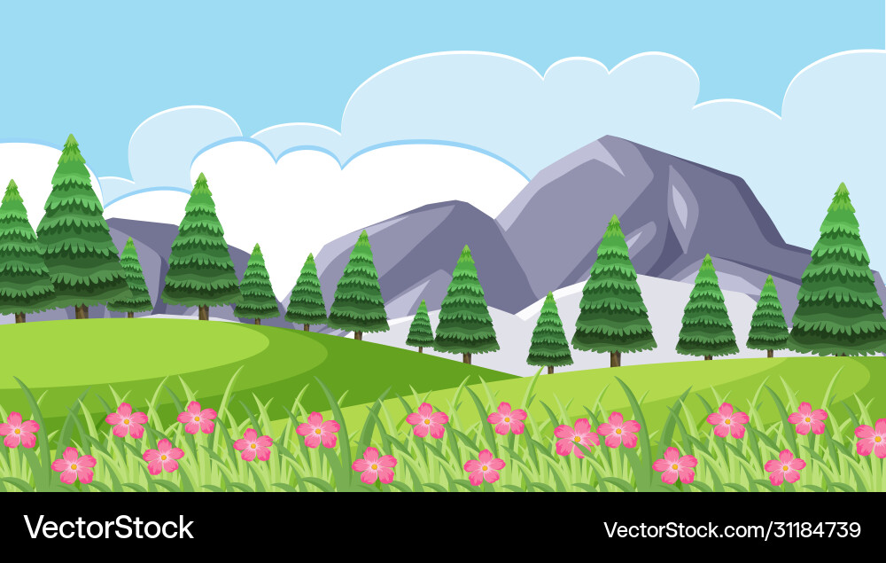 Background scene with many trees in park Background scene with many trees in park vector image