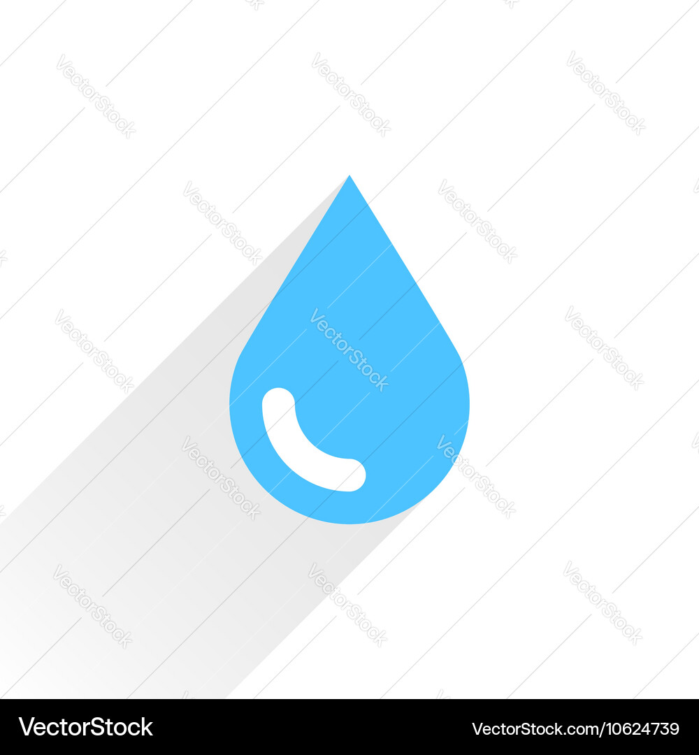 Blue water drop icon with gray shadow Vector Image