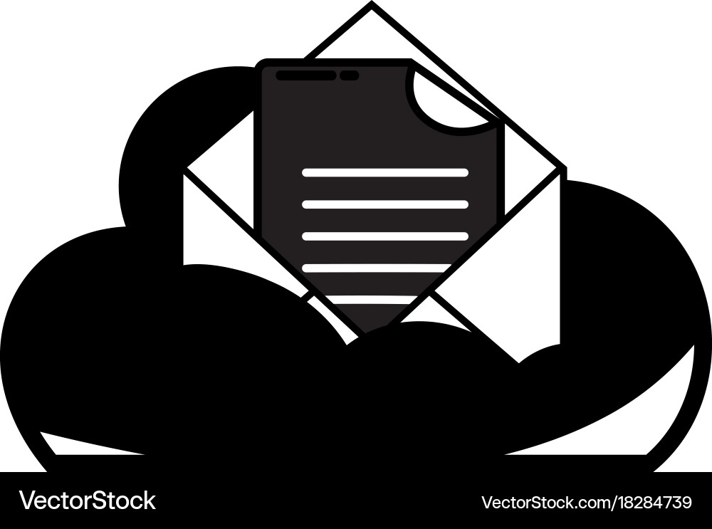 Contour cloud data and card with document vector image