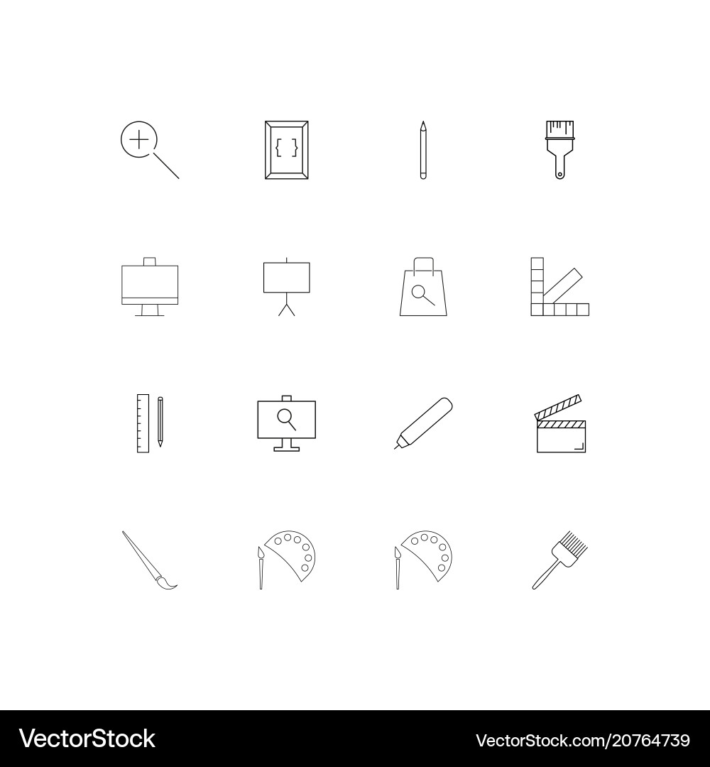 Creative process and design linear thin icons set vector image