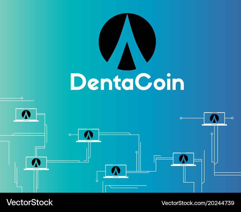 Dentacoin blockchain circuit networking style vector image