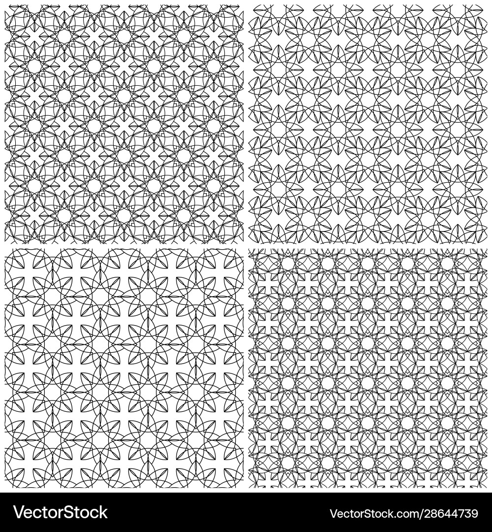 Four seamless abstract mesh patterns Four seamless abstract mesh patterns vector image