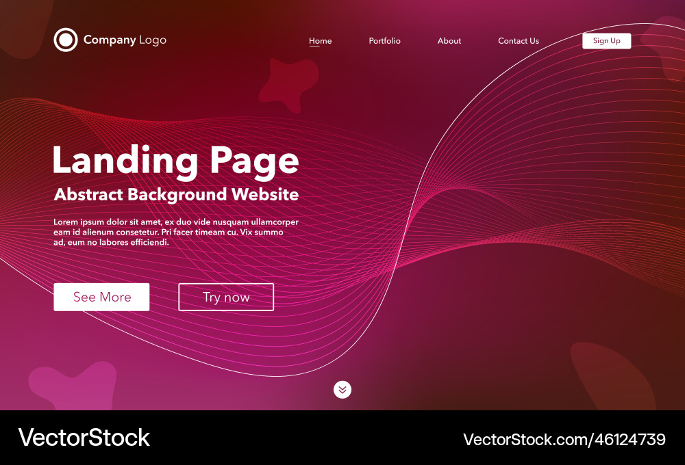 Gradient abstract wave background landing page Vector Image