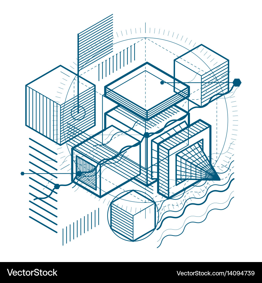 Isometric abstract background with linear Vector Image