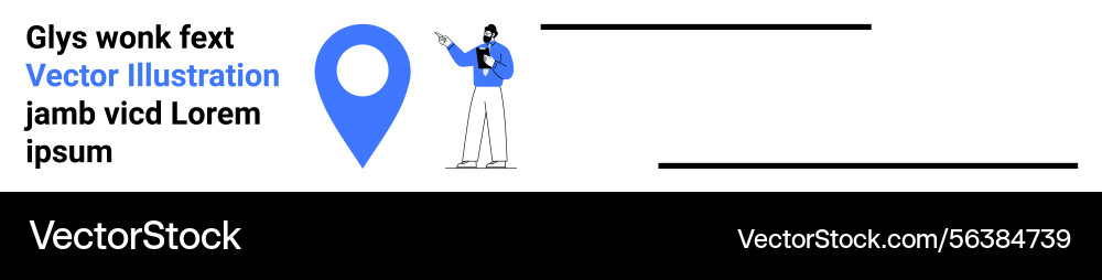 Man pointing at a map pin with text placeholder Man pointing at a map pin with text placeholder vector image