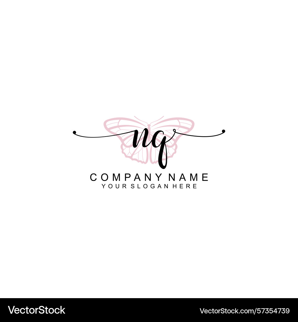 Minimalist handwritten nq initial logos with soft Minimalist handwritten nq initial logos with soft Vector Image