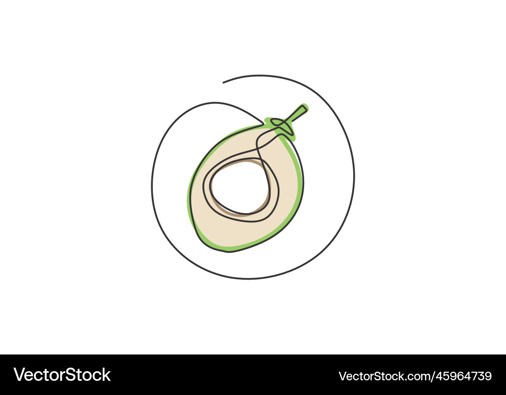 One continuous line drawing whole and sliced One continuous line drawing whole and sliced Vector Image