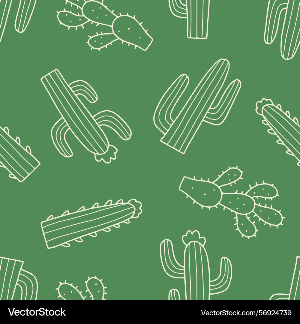 Outline cactus pattern repeat seamless Outline cactus pattern repeat seamless vector image