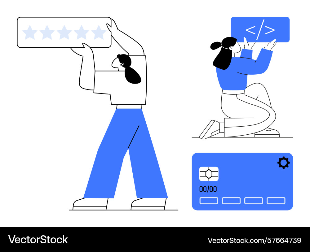 People engaging with rating system coding People engaging with rating system coding vector image