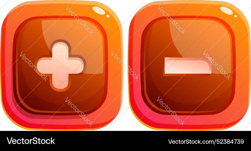 Plus and minus sign app buttons showing add Plus and minus sign app buttons showing add vector image