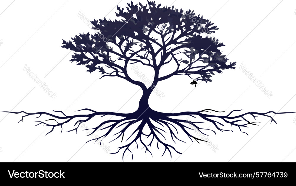 Resilient tree with exposed roots nature design Vector Image