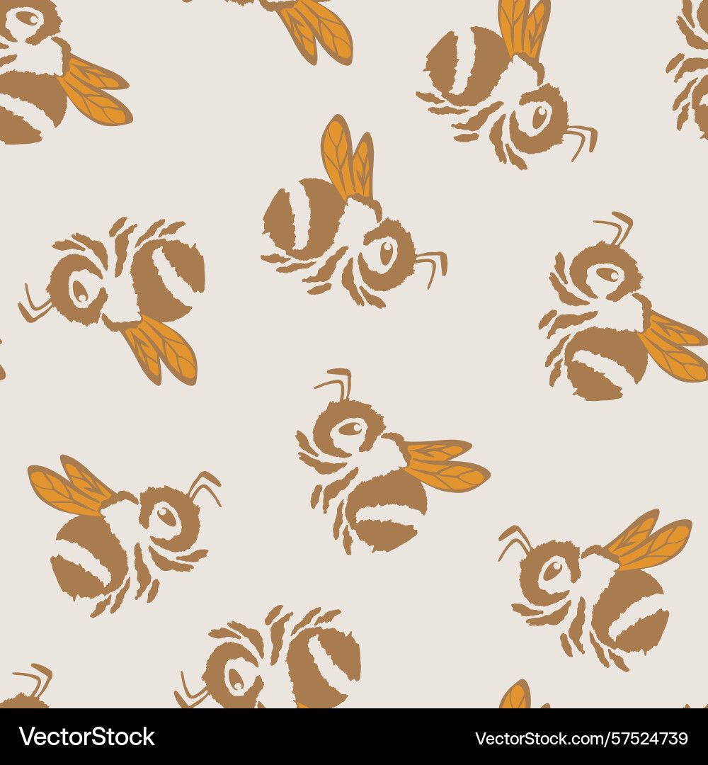 Seamless pattern with bees small wasp Vector Image