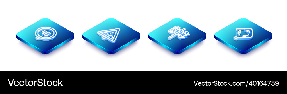 Set isometric line speed limit traffic uneven Vector Image