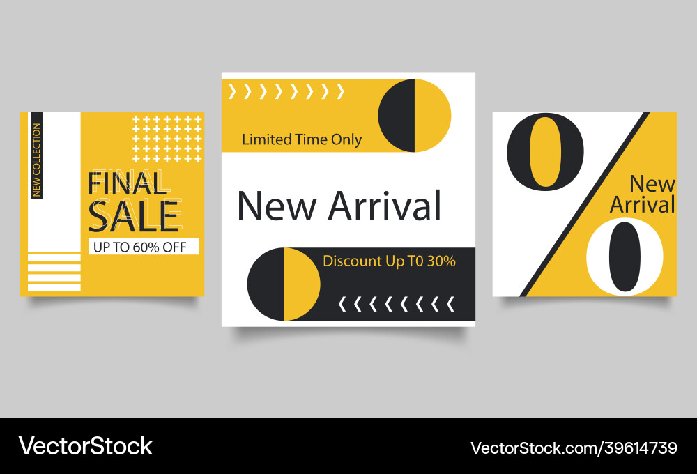 Set of editable minimal square banner template Vector Image