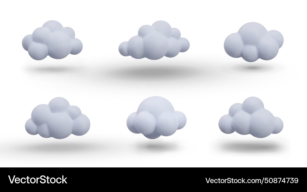 Set of realistic white clouds soft round Vector Image