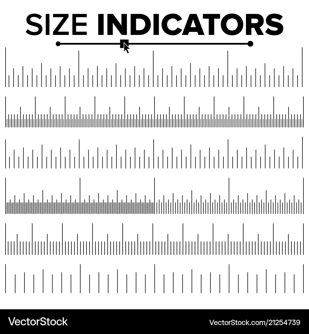 Size indicator set ruler scale distances Size indicator set ruler scale distances vector image