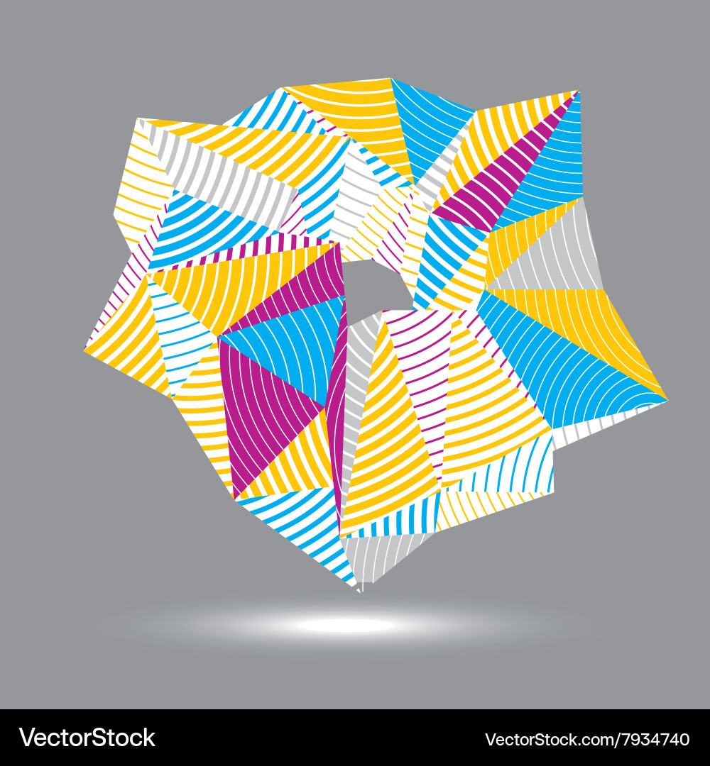 Asymmetric 3d abstract striped object colorful vector image