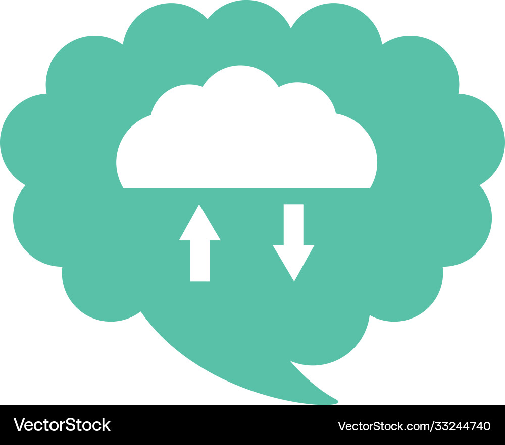 Cloud computing with arrow flat style icon vector image