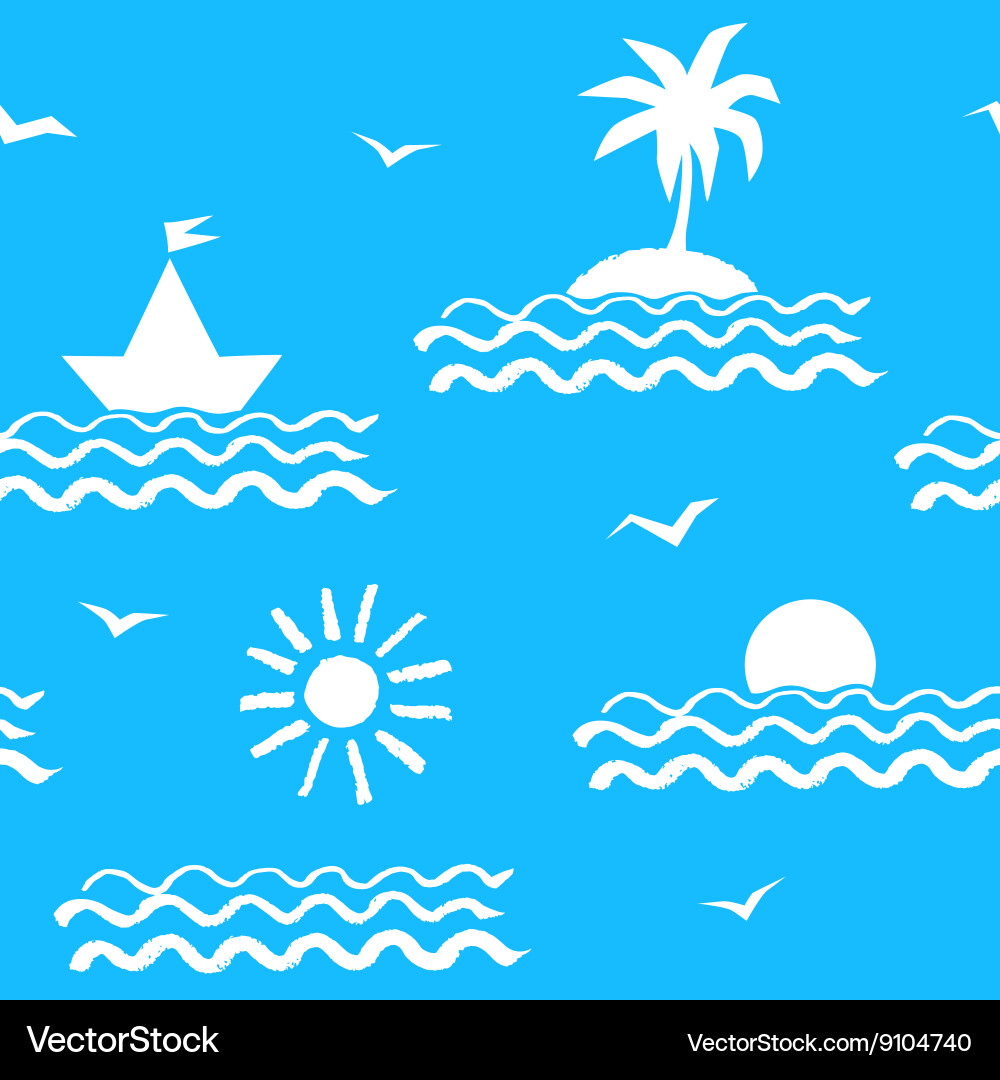 Coastal Seashell Seamless Pattern vector image