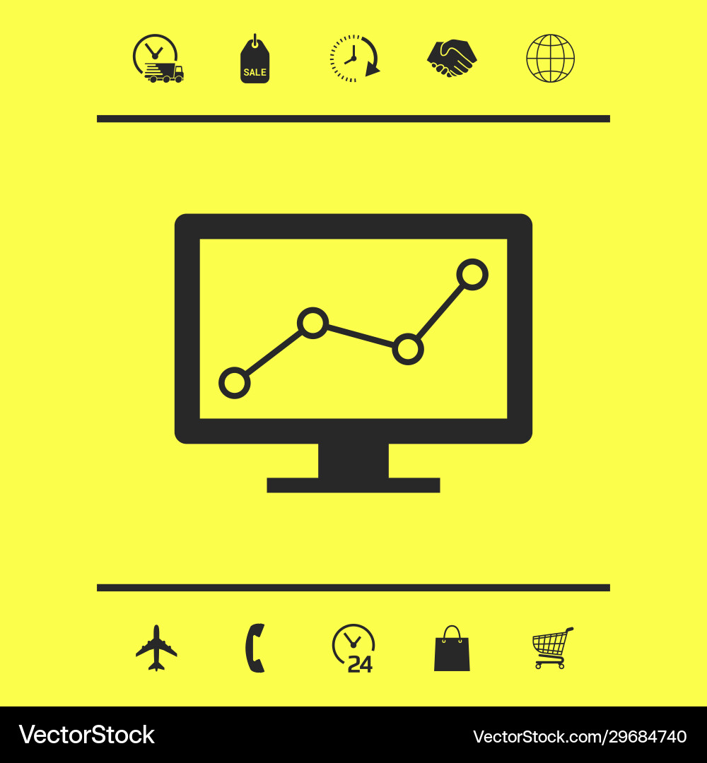 Computer monitors with graph graphic elements vector image